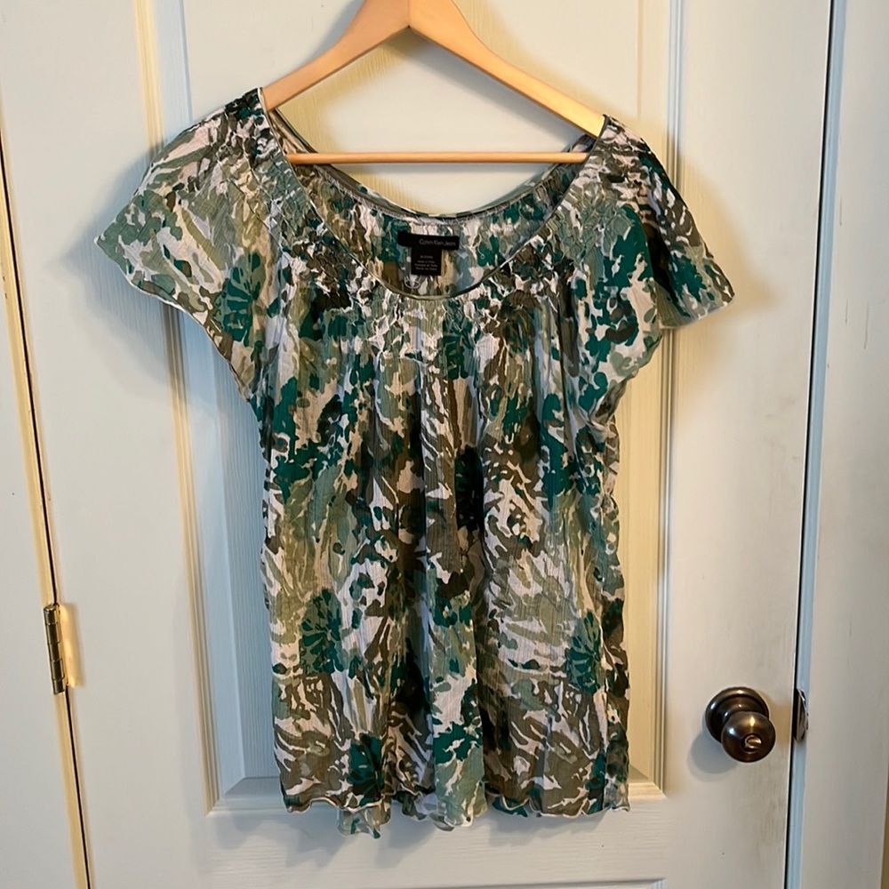 Crinkle Cotton Green Smock size XL